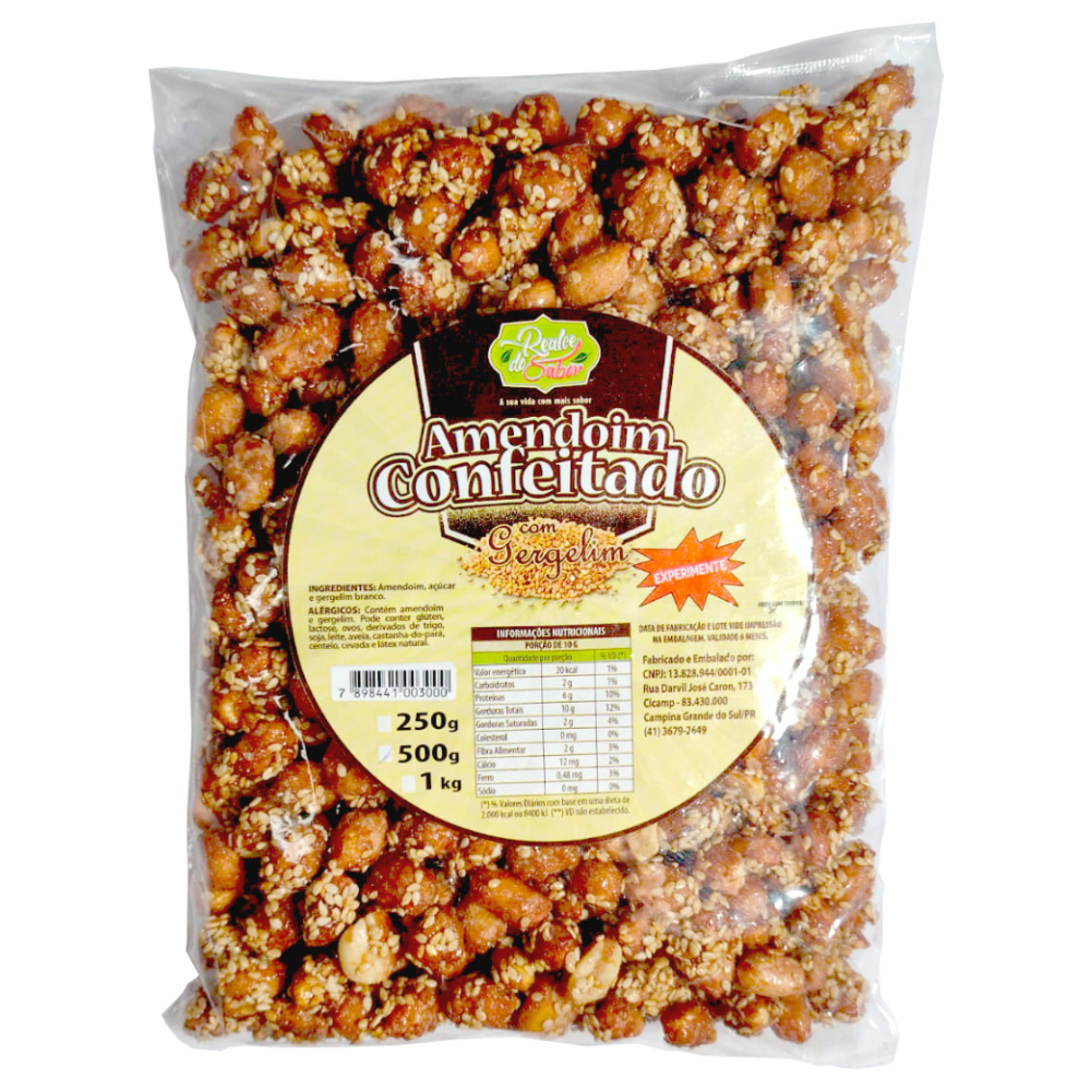 Amendoim Confeitado com Gergelim Realce Sabor  500g