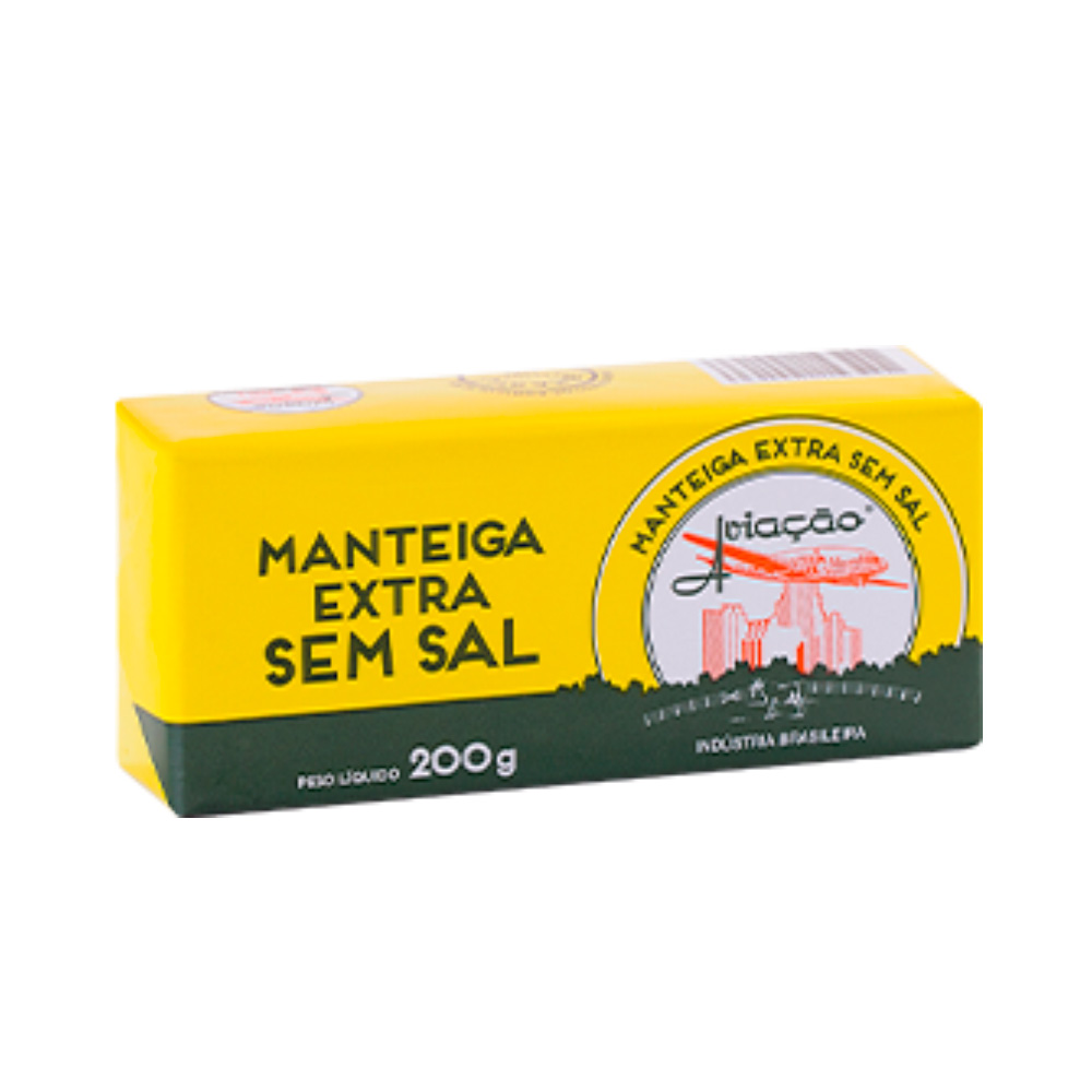 Manteiga Aviacao sem Sal Tablete 200g