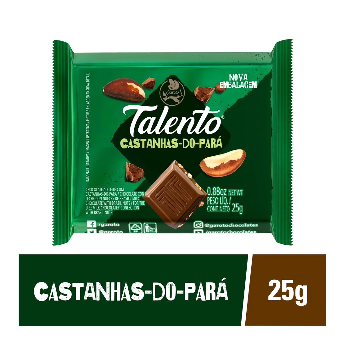 Chocolate Talento Castanha do Para 25g