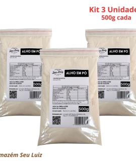 Kit com 3 Alho em Pó de 500g Puro Importado Armazém Seu Luiz