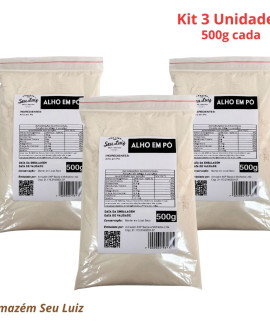 Kit com 3 Alho em Pó de 500g Puro Importado Armazém Seu Luiz