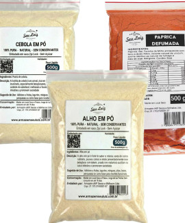 Kit Temperos Essenciais 3x500g | Alho, Cebola e Páprica Defumada | Armazém Seu Luiz