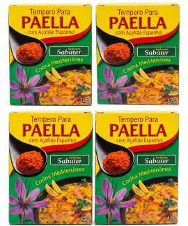 Kit 4 Unidades Tempero Paella Sabater 12g Com Açafrão